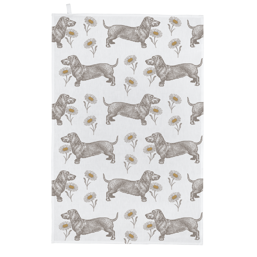 Dog and Daisy Print Tea Towel Thornback & Peel